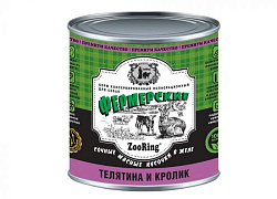 ZooRing фермерский влажный корм для собак взрослых телятина кролик в желе 850гр