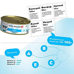 Best Dinner Vet Profi Renal диетический влажный корм для кошек для поддержания функции почек ягненок 100гр паштет Best Dinner Vet Profi Renal диетический влажный корм для кошек для поддержания функции почек ягненок 100гр паштет
