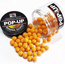 Бойлы GBS Baits Pop-up  плавающие (банка) 10мм 40гр Банан/скопекс
