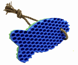 Массажер для десен для собак "РЫБКА двойная" 18см ЭВА синий/зеленый 8155