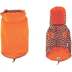 Ветровка для собак №1 Favorite с капюшоном двусторонняя оранжевая, 45см L 