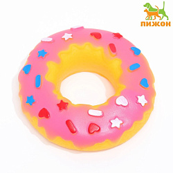 Игрушка для собак пищащая Пончик 8,5см розовая Пижон