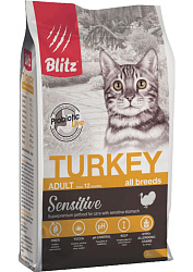 Blitz Sensitive Cat Adult корм сухой для кошек взрослых с индейкой 2кг