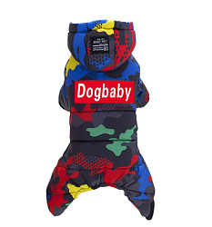 Комбинезон для собак Уют с капюшоном пятнистый, красно-зеленый Dogbaby размер XS,дл.16(1*50)