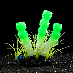 Грот Столбовой коралл силиконовый, светится в темноте, 9,5*12 см, зелёный   71008