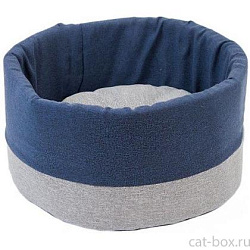 Лежак круглый "Navy" 38*38*21 см с подушкой( рогожка, поролон, синтепух) серый