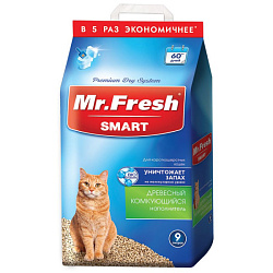 Mr.Fresh Smart древесный комкующийся наполнитель для короткошерстных кошек 9л