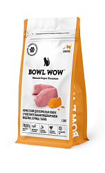 BOWL WOW корм сухой для кошек с чувствительным пищеварением, с индейкой и тыквой 1,5кг