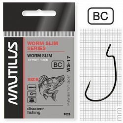 Крючок офсетный Nautilus Offset Worm Slim series WS-17 BC №1