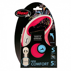 Поводок рулетка FLEXI New Comfort S (до 15 кг) лента 5 м серый/красный