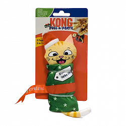 Игрушка для кошек KONG Holiday "Pull-A-Partz™" Кот-подарок, 14 см