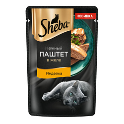 Sheba консервы для кошек нежный паштет с индейкой в желе 75гр