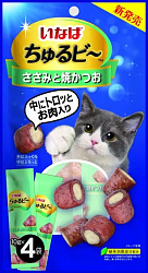 INABA Churu Bee Лакомство для кошек Трубочки куриное филе/тунец кацуо 4шт 40гр