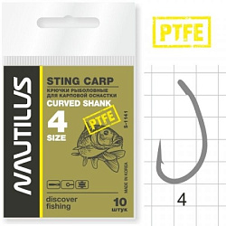 Крючок Nautilus Sting Curved Shank №2 S-1141PTFE