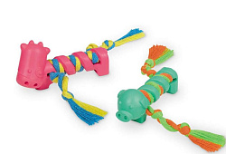 Игрушка для собак Звери с веревкой 9 см