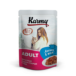 Karmy Adult влажный корм для кошек старше 1 года c лососем в желе 80гр