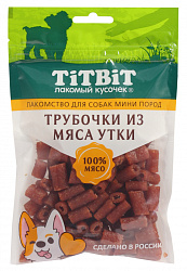 TiTBiT лакомство для собак мелких пород Трубочки из мяса утки 100гр