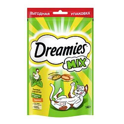 Dreamies Mix лакомые подушечки лакомство для кошек с курицей и мятой 140гр