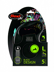 Поводок рулетка FLEXI Black Design ремень 5м 15кг