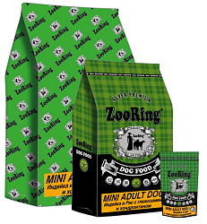 ZooRing Adult Dog Mini Active корм сухой для собак взрослых активных мелких и средних пород с глюкозамином и хондроитином с индейкой и рисом 700гр