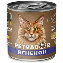Petvador Cat влажный корм беззерновой для кошек всех стадий жизни Ягненок и лосось 240гр