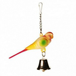 Игрушка для птиц попугай с колокольчиком 9см 5309