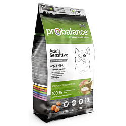 ProBalance Adult Sensitive корм сухой для кошек с чувствительным пищеварением с курицей и рисом 400гр