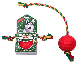 Игрушка для собак Сибирский Пёс Супермяч 85мм верёвка два узла
