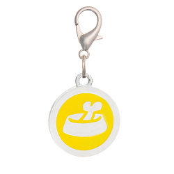 Адресник круглый большой миска с косточкой жёлтый 25 мм, с местом для гравировки 19060