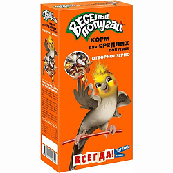 Веселый попугай Корм для попугаев средних отборное зерно 450гр