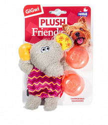 Игрушка для собак GiGwi PLUSH FRIENDZ Слон со сменными пищалками 13см 75302