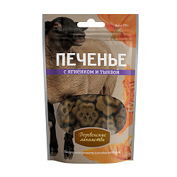 Деревенские лакомства для собак печенье с ягненком и тыквой для всех пород 100гр