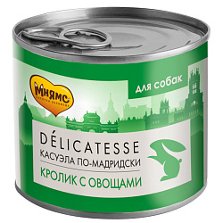 Мнямс Delicatesse "Касуэла по-мадридски" влажный корм для собак паштет из кролика с овощами 200гр