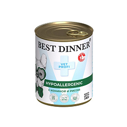 Best Dinner Vet Profi Hypoallergenic диетический влажный корм для собак при проблемах пищеварения 340гр конина/рис