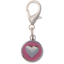 Адресник круглый малый сердечко розовый 14 мм, с местом для гравировки 19088