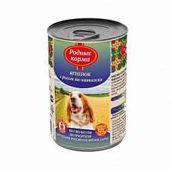 Родные Корма консервы для собак ягненок с рисом по-кавказски 410гр