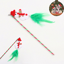 Дразнилка для кошек с бубенчиком "Новогодний снеговик" 30см