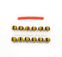 Микро-Бисер Шар 2,3 мм Жёлто-чёрный арбуз тип подвески короткая 061621 (12 штук)