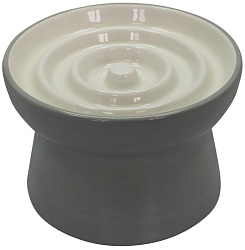 Миска керамика №1 для медленного поедания на высокой ножке серая 16,5*16,5*11см  230мл