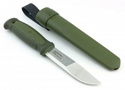 Нож Morakniv Kansbol, нержавеющая сталь, прорезиновая ручка, цвет зелёный+ножны