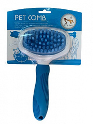 Пуходерка пластик Pet comb силикон ,шипы 7*9см,M НСК