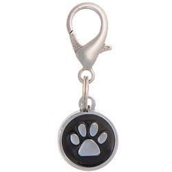 Адресник круглый малый лапка чёрный 14 мм, с местом для гравировки 19047