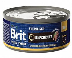 Brit Premium by Nature Sterilised консервы для кошек стерилизованных с перепелкой 100гр