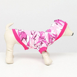 Кофта для собак с капюшоном "Пустыня" флис размер S (ДС 21, ОШ 24, ОГ 30 см) розовое 7018294