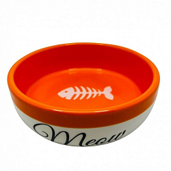 Миска керамика №1 оранжевая с рыбкой 13,4**13,4*4 см 320 мл 2107