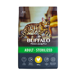 Mr.Buffalo Sterilised корм сухой для кошек взрослых стерилизованных с курицей 400гр