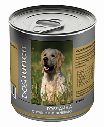 Dog Lunch влажный корм для собак взрослых с говядиной, рубцом и печенью в желе 750гр