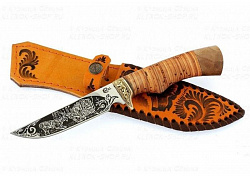 Нож "Пластун", ст.65х13, береста, литьё