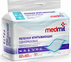 Пеленки впитывающие для животных Медмил Эконом 60*60 30шт(МЭ)