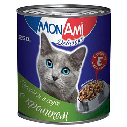 MonAmi влажный корм для кошек кролик кусочки в соусе 250гр